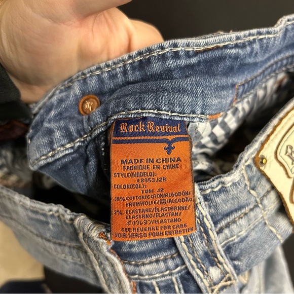 Rock Revival Jeans Mens 30x30 Blue Tom Straight Embroidered Grunge Hip Hop 2000s - Picture 9 of 10